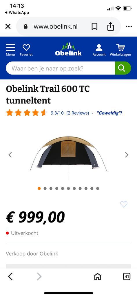 Mooie goed onderhouden tunneltent Trail 600, Caravans en Kamperen, Tenten, tot en met 6, Zo goed als nieuw, Ophalen of Verzenden