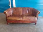 Vintage Schaapleren bank, Ophalen, Gebruikt, Tweepersoons, Leer