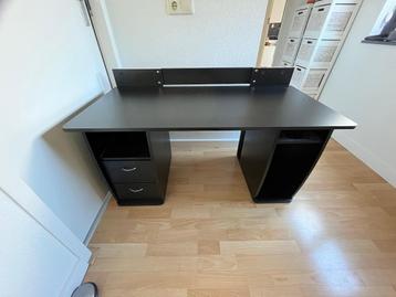 Zwart bureau met lades, 115x55x61