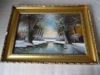 Schilderij winters landschap, schilder Ad. Vegt?, Antiek en Kunst, Kunst | Schilderijen | Klassiek, Ophalen