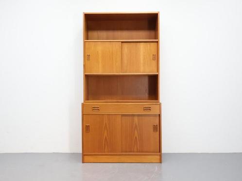 Deens wandmeubel | Teak | 2 Delig | Vintage, Huis en Inrichting, Kasten | Wandmeubels, Gebruikt, 150 tot 200 cm, Minder dan 150 cm