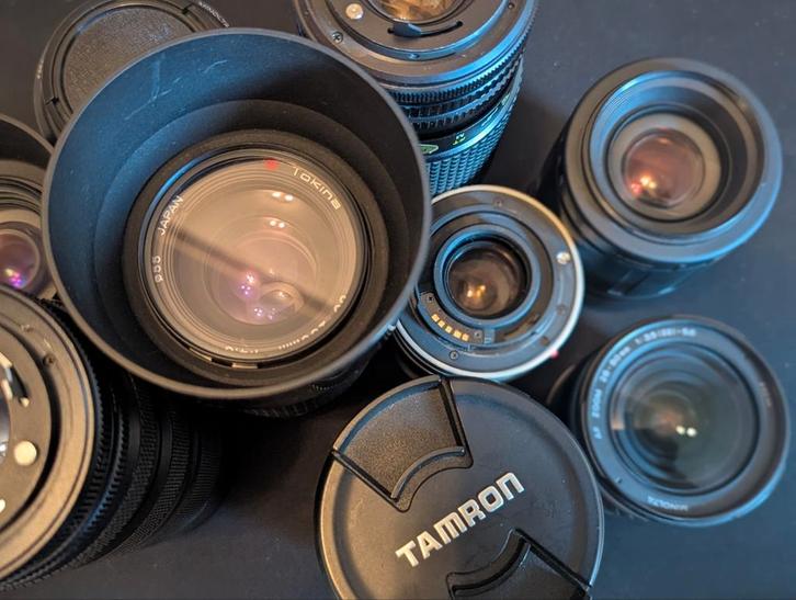 Advertentie – Partij vintage lenzen (Minolta, Tokina, Ken, Audio, Tv en Foto, Fotografie | Lenzen en Objectieven, Zo goed als nieuw