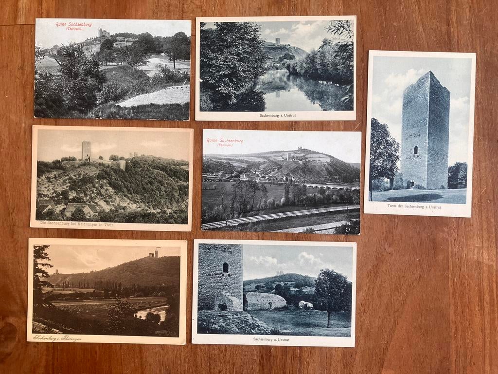 Partij 7x Kasteel Ruïne Sachsenburg a. Unstrut, Ophalen of Verzenden, Voor 1920, Ongelopen, Duitsland