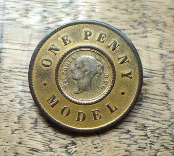 Verenigd Koninkrijk 1 penny z.j. (1840, verguld, speld)  beschikbaar voor biedingen