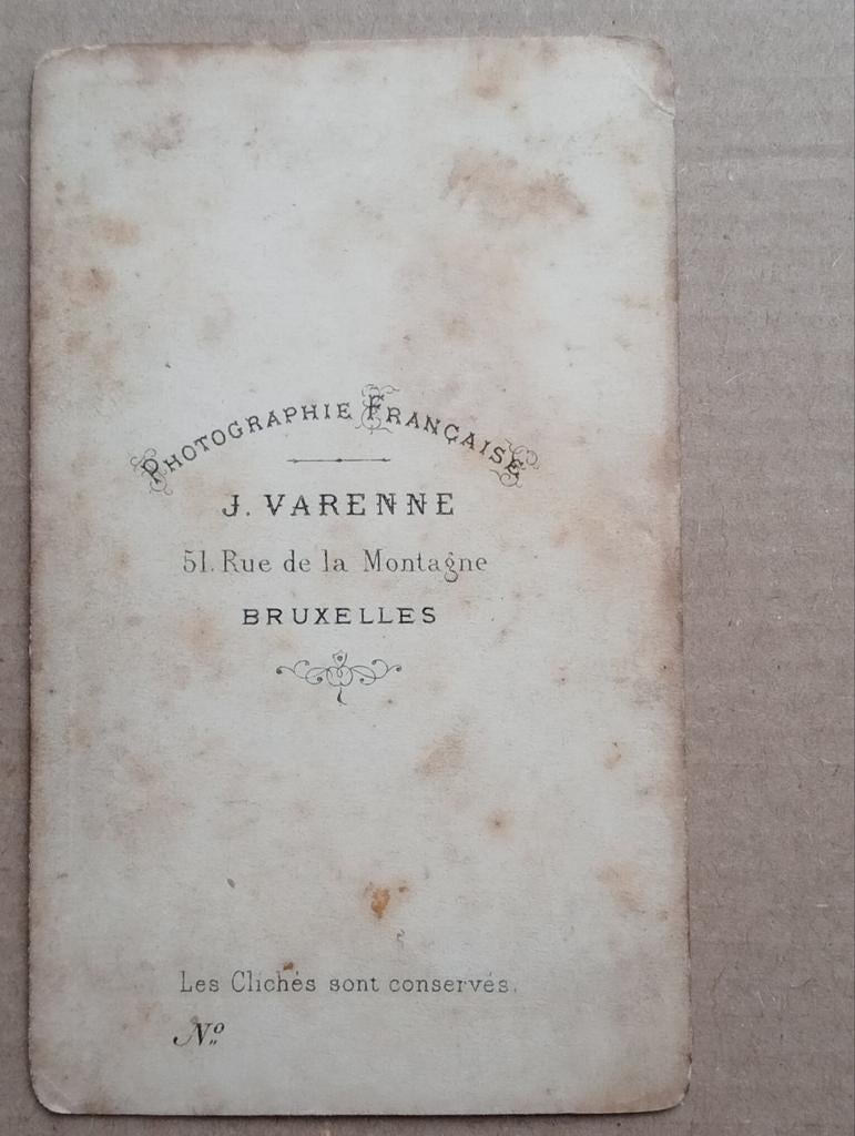 J.Varenne Bruxelles Brussel België Cdv kabinetfoto, Verzamelen, Foto's en Prenten, Gebruikt, Verzenden, Foto, Voor 1940