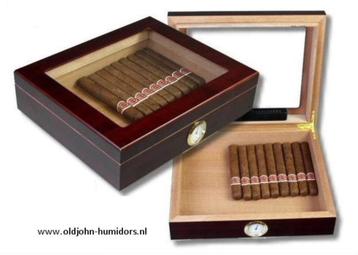  H14 AKTIEPRYS HUMIDOR TEAK GROOT VENSTER MERK HUMIDOR ANGEL beschikbaar voor biedingen