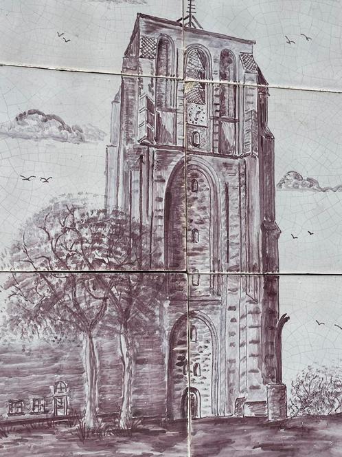 Tegeltableau uniek , Oldehove Leeuwarden Rood/Wit, Antiek en Kunst, Antiek | Keramiek en Aardewerk, Ophalen of Verzenden