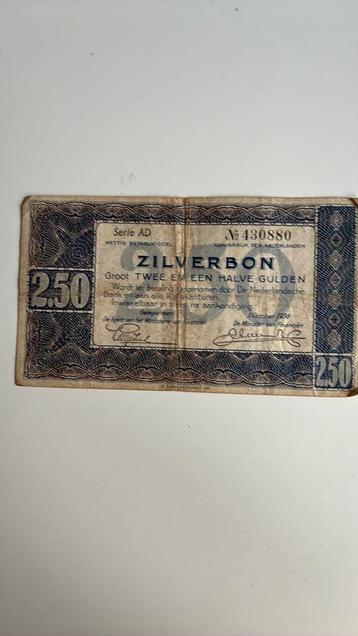 2,5 gulden 1938 zilverbon AD 430880 beschikbaar voor biedingen