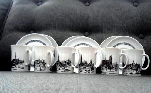 6 Kop en schotels steden. Mosa Maastricht. Jaren '60., Antiek en Kunst, Antiek | Servies los, Ophalen of Verzenden