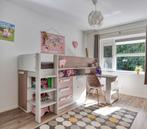 Trasman YOLO halfhoogslaper met bureau - oud roze, Ophalen, 85 tot 100 cm, Zo goed als nieuw, Hoogslaper of Stapelbed