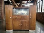 vintage XL art deco houten kast / barkast / vitrine, Ophalen