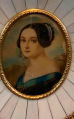 Schilderij miniatuur schilderijtje van jonkvrouw Schilder?, Antiek en Kunst, Ophalen of Verzenden