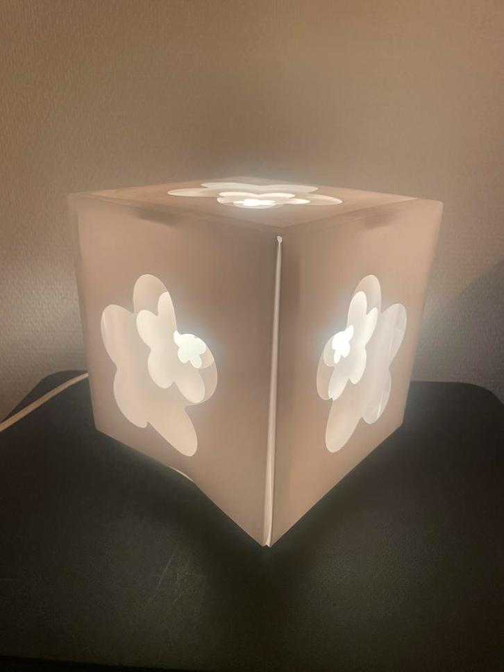 Kunststof Kubus Tafellamp met Bloemmotief, Huis en Inrichting, Lampen | Tafellampen, Gebruikt, Minder dan 50 cm, Kunststof, Ophalen of Verzenden