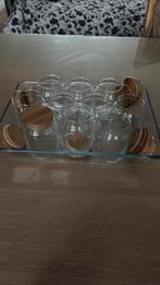 10 kruidenpotjes met bamboe deksel, Ophalen, Zo goed als nieuw, Rond, Hout