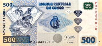 500 Francs Dem. Rep. Congo 2022 Bankbiljet UNC #DC4c beschikbaar voor biedingen