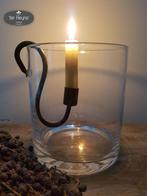 ijzeren S glashaak kaars hangkandelaar stoer sober landelijk, Huis en Inrichting, Woonaccessoires | Kandelaars en Kaarsen, Overige materialen