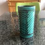 Vaasje, Strehla, East Germany, blauw-groen, zwart, vintage, Antiek en Kunst, Antiek | Vazen, Ophalen