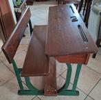 Vintage 2 persoons Schoolbankje, Ophalen, Gebruikt, Bureau
