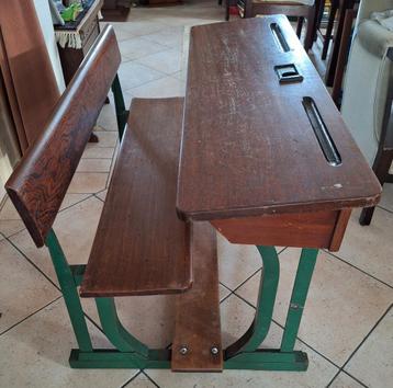 Vintage 2 persoons Schoolbankje  beschikbaar voor biedingen