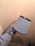 Lampenkap blauw groen wit streep met paarse afwerking, Huis en Inrichting, Lampen | Lampenkappen, Rond, Ophalen of Verzenden, Zo goed als nieuw