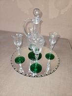 Oude karaf met 4 glaasjes, Antiek en Kunst, Antiek | Glas en Kristal, Ophalen of Verzenden