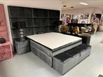 Luxe Velvet Croco Boxspring Valentijn 180x200cm NIEUW UNIEK, Huis en Inrichting, Slaapkamer | Boxsprings, Nieuw, Grijs, 180 cm