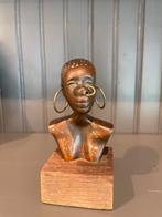 Bronzen Buste Afrikaanse Vrouw, Antiek en Kunst, Kunst | Beelden en Houtsnijwerken, Ophalen of Verzenden
