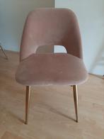 4 Roze velvet stoelen met gouden poten, Huis en Inrichting, Stoelen, Ophalen, Overige kleuren, Zo goed als nieuw, Metaal