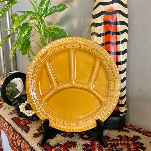 FONDUEBORD BESIO & PIGLIO GEEL KERAMIEK VINTAGE, Huis en Inrichting, Keuken | Servies, Overige typen, Overige stijlen, Keramiek