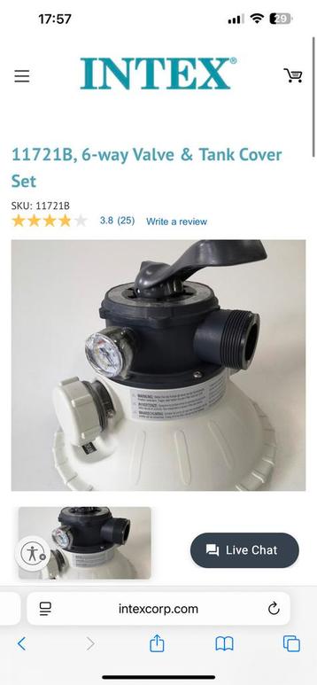 Intex 11721B, 6-way Valve & Tank Cover Set - zandpomo deksel beschikbaar voor biedingen