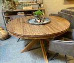 Teakhout ronde tafel | houten poot | 120/130 | NIEUW, Ophalen, Nieuw, Vijf personen of meer, 100 tot 150 cm