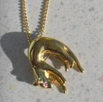 vintage doublé ketting met kettinghanger / broche Panter, Overige materialen, Met edelsteen, Ophalen of Verzenden, Zo goed als nieuw