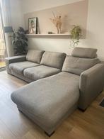 Grijze hoekbank met longchair 3-persoons, Ophalen, 250 tot 300 cm, Gebruikt, 100 tot 125 cm