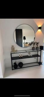 Sidetable staal/glas, Huis en Inrichting, Tafels | Sidetables, Ophalen, 100 tot 150 cm, Glas, Zo goed als nieuw