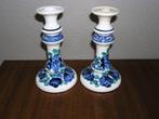 2 Fajans Włocławek handbeschilderde kandelaars blauw/groen, Overige materialen, Gebruikt, Ophalen of Verzenden, Wit