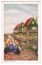 Marken,Marker woningen met kinderen in klederdracht, gelopen, Verzenden, 1920 tot 1940, Gelopen, Noord-Holland