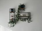 Wandplank/wandrek zwart metaal met hout 3delig, Huis en Inrichting, Woonaccessoires | Wandplanken en Boekenplanken, Ophalen, Zo goed als nieuw