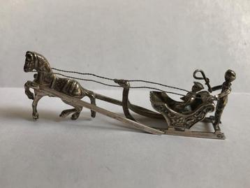 Antieke zilveren miniatuur arrenslee, zilversmid C. Schoorl beschikbaar voor biedingen