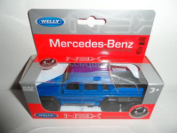 Welly - Mercedes-Benz G 63 AMG 6x6 (blauw) 1:36, Hobby en Vrije tijd, Modelauto's | Overige schalen, Nieuw, Auto, Ophalen of Verzenden