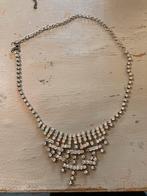 Vintage antieke oud zilverkleurig strass ketting rhinestones, Ophalen of Verzenden, Overige materialen, Ketting