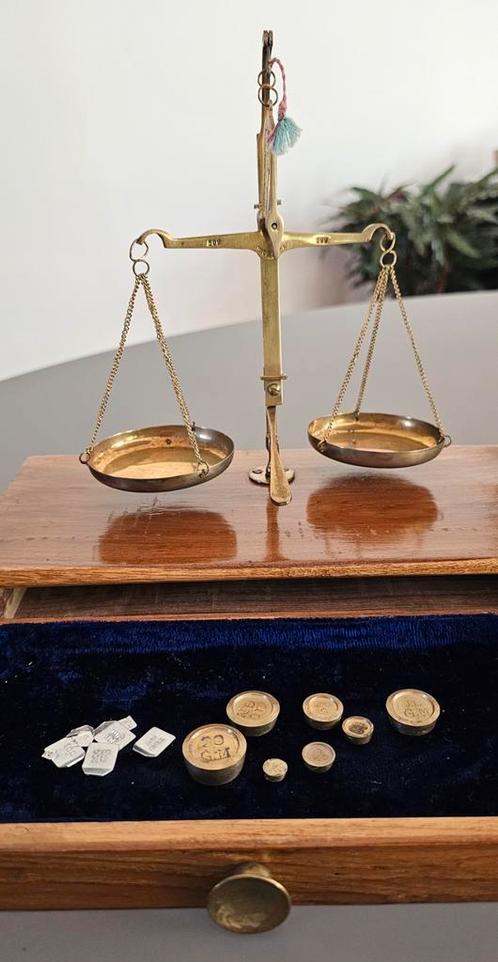 Precisieweegschaal in originele staat, Antiek en Kunst, Antiek | Koper en Brons, Ophalen of Verzenden