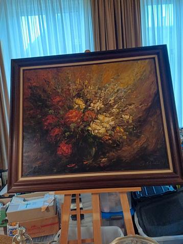 Bloemenschilderij G.J. Emens met lijst beschikbaar voor biedingen