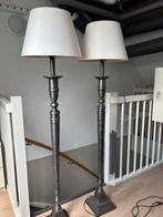 Twee staande schemerlampen van metaal met kappen, Huis en Inrichting, Ophalen, Zo goed als nieuw, Metaal, 150 tot 200 cm