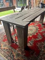 Stoere houten tafel (scheepsplanken), Ophalen, Gebruikt, 200 cm of meer, Stoer, stevig en stijlvol