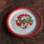 Vintage emaille dienblad Chinese stijl schaal 30/35 cm bord, Ophalen of Verzenden, Zo goed als nieuw, Rond, Metaal