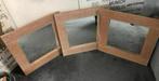 3 st. spiegels met houten rand 60x60cm, Ophalen, Minder dan 50 cm, Vierkant, Zo goed als nieuw
