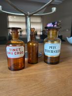 3 vintage antieke medicijn apothekers flesjes pot, Antiek en Kunst, Ophalen of Verzenden