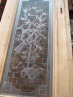 288hx218br scheidingswand met ge-etst glas, in te korten, Antiek en Kunst, Ophalen