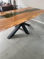 Epoxy eikenhout eettafel, Huis en Inrichting, Ophalen, Eikenhout, 50 tot 100 cm, Vijf personen of meer