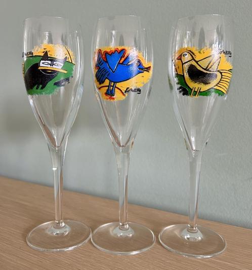 Set van drie champagneglazen Corneille, Verzamelen, Glas en Borrelglaasjes, Ophalen of Verzenden